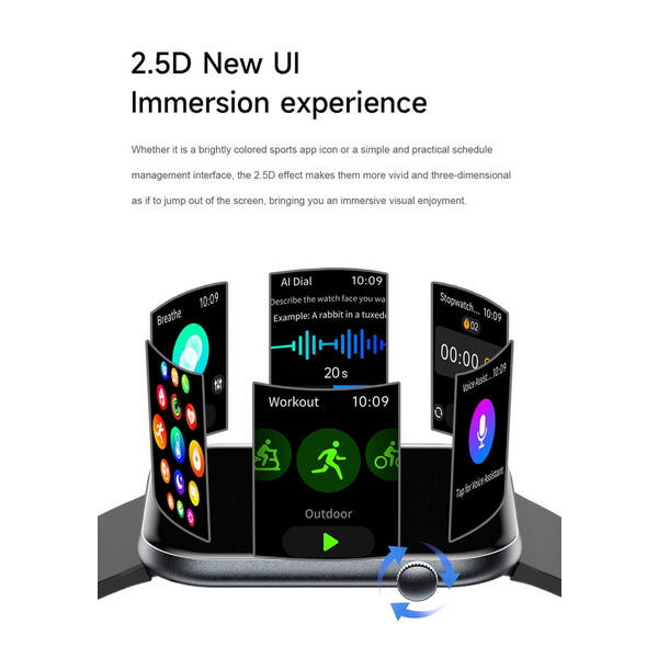 SmartWatch cu Senzor Glucometru, HRV, Ritm Cardiac, Nivel Oxigen, Tensiune Arteriala, Apel Bluetooth, Meniu RO S871