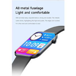 SmartWatch cu Senzor Glucometru, HRV, Ritm Cardiac, Nivel Oxigen, Tensiune Arteriala, Apel Bluetooth, Meniu RO S871