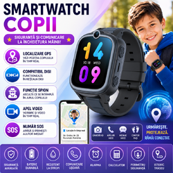SmartWatch pentru copii cu Functie Telefon (SIM), 4G - Compatibil DIGI, GPS, SOS, Apel Video, Functie Spion, Calculator, S872