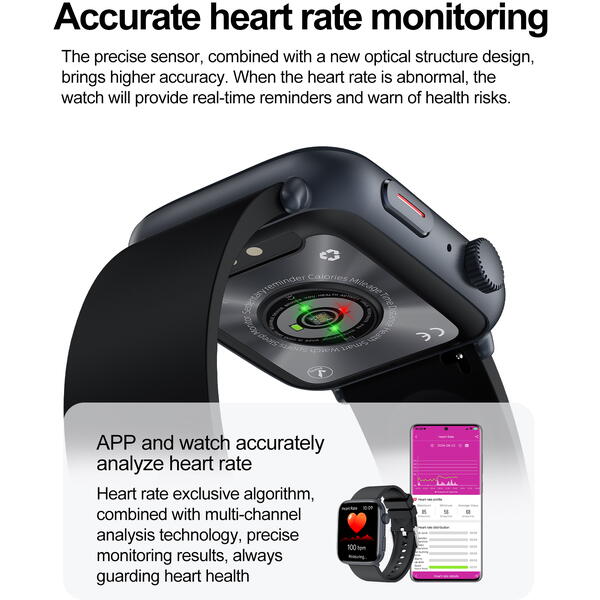 SmartWatch cu Senzor Glucometru, Apel Bluetooth, Ritm Cardiac, Nivel Oxigen, Tensiune Arteriala, Temperatura Corporala, Nivel Stres, Vreme, Calorii, Moduri Sport S866