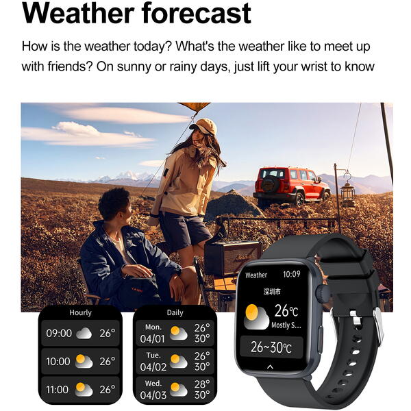 SmartWatch cu Senzor Glucometru, Apel Bluetooth, Ritm Cardiac, Nivel Oxigen, Tensiune Arteriala, Temperatura Corporala, Nivel Stres, Vreme, Calorii, Moduri Sport S866