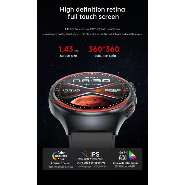 SmartWatch cu Glucometru, Meniu RO, Apel Bluetooth, Ritm Cardiac, Nivel Oxigen, Tensiune Arteriala, Temperatura Corporala, Nivel Stres, Monitorizare Somn S861