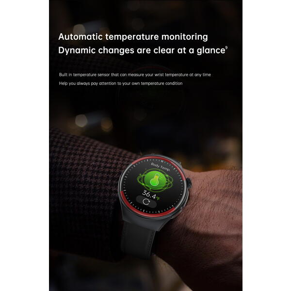 SmartWatch cu Glucometru, Meniu RO, Apel Bluetooth, Ritm Cardiac, Nivel Oxigen, Tensiune Arteriala, Temperatura Corporala, Nivel Stres, Monitorizare Somn S861