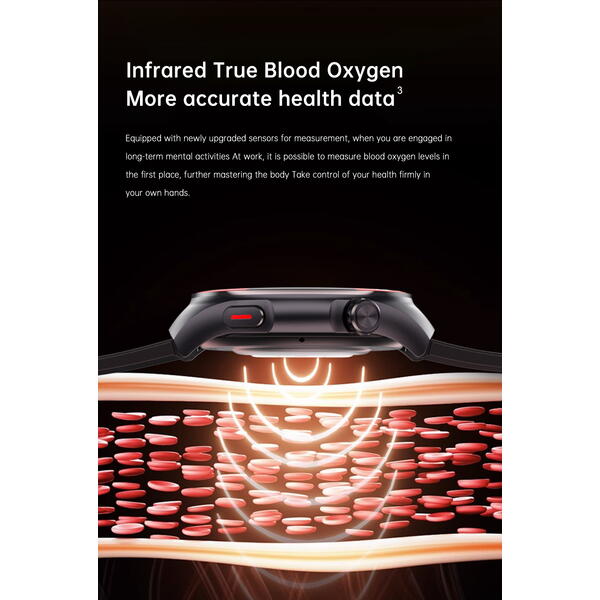 SmartWatch cu Glucometru, Meniu RO, Apel Bluetooth, Ritm Cardiac, Nivel Oxigen, Tensiune Arteriala, Temperatura Corporala, Nivel Stres, Monitorizare Somn S862