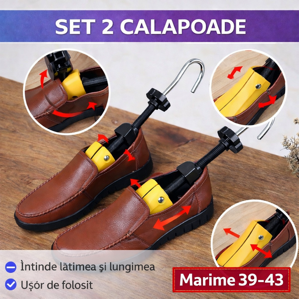 Set 2 Calapoade/Sanuri, Pentru Largit/Alungit Pantofi, Pentru Marimile 39-43, Material ABS, Galben