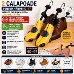 Set 2 Calapoade/Sanuri, Pentru Largit/Alungit Pantofi, Pentru Marimile 40-47, Material ABS, Galben