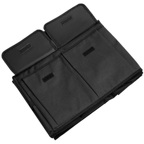 Organizator auto pliabil pentru portbagaj, Compartimente multiple, Pereti rigidizati, Manere de transport si buzunare suplimentare, Ideal pentru accesorii auto, cumparaturi, excursii si camping, 52 x 37 x 25.5 cm, Negru