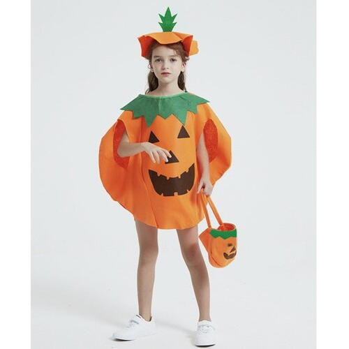 Costum De Halloween Pentru Copii Happy Pumpkin, Tinuta Completa, Material Moale, Aspect Atractiv, Universal, Portocaliu