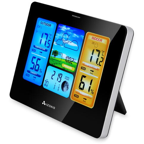 Set Statie meteo fara fir si Transmitator exterior, Ecran mare LCD color, Prognoza meteo, Presiune atmosferica, Temperatura si umiditate interior si exterior, Calendar perpetuu, Ceas electronic cu alarma, Alimentare la retea si baterii