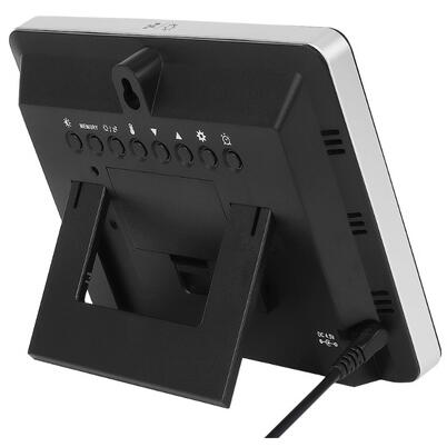 Set Statie meteo fara fir si Transmitator exterior, Ecran mare LCD color, Prognoza meteo, Presiune atmosferica, Temperatura si umiditate interior si exterior, Calendar perpetuu, Ceas electronic cu alarma, Alimentare la retea si baterii