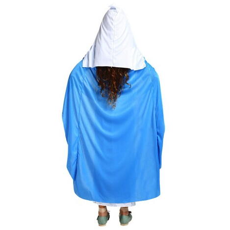 Costum De Halloween Maria, Alb-Albastru, Set cu rochie, Acoperitoare cap, 150x44x40cm