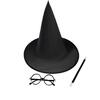 Costum De Halloween Pentru Copii, Magician - tip Harry Potter, 4 piese, Pelerina, Bagheta, Palarie si Ochelari