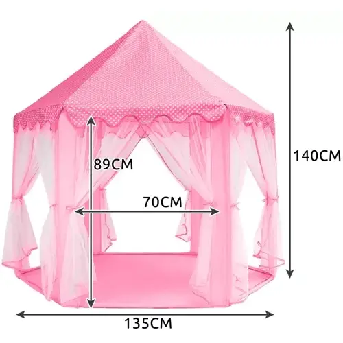 Cort de joaca pentru copii, Castel printese, Pliabil, 6 intrari, 135x140 cm, roz