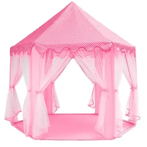 Cort de joaca pentru copii, Castel printese, Pliabil, 6 intrari, 135x140 cm, roz