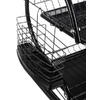 Suport Uscator Vase si Tacamuri Supraetajat, Capacitate 16 Farfurii, 55 x 25 x 37 cm, 2 Tavi de Picurare, Metal si PP, Negru
