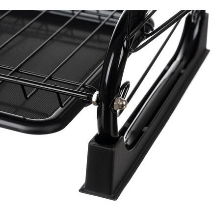 Suport Uscator Vase si Tacamuri Supraetajat, Capacitate 16 Farfurii, 55 x 25 x 37 cm, 2 Tavi de Picurare, Metal si PP, Negru