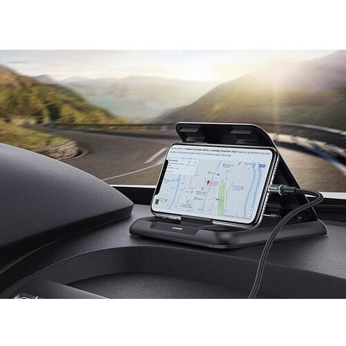 Suport auto pentru telefon cu protectie pentru soare, Montare pe bord, Unghi reglabil, 3-7", ABS+silicon, Utilizabil pe birou si suprafete plane