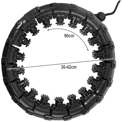 Cerc fitness, Hula Hoop, cu greutate suplimentara detasabila, 24 noduri detasabile, pentru slabire, pentru talie, masaj 360°, file de masaj