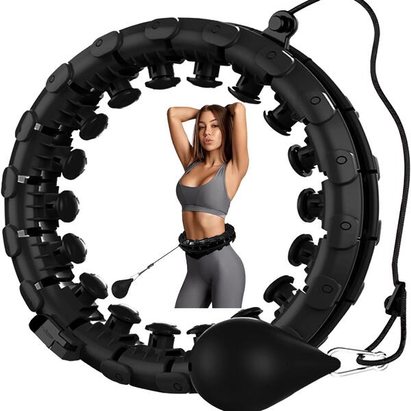 Cerc fitness, Hula Hoop, cu greutate suplimentara detasabila, 24 noduri detasabile, pentru slabire, pentru talie, masaj 360°, file de masaj