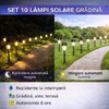 Set 10 lampi solare de gradina, iluminare LED, IP44 pentru alei, terase, spatii exterioare, lumina calda, 37 x 5.5 cm, Negru/ Alb