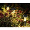 Set 10 lampi solare de gradina, iluminare LED, IP44 pentru alei, terase, spatii exterioare, lumina calda, 37 x 5.5 cm, Negru/ Alb