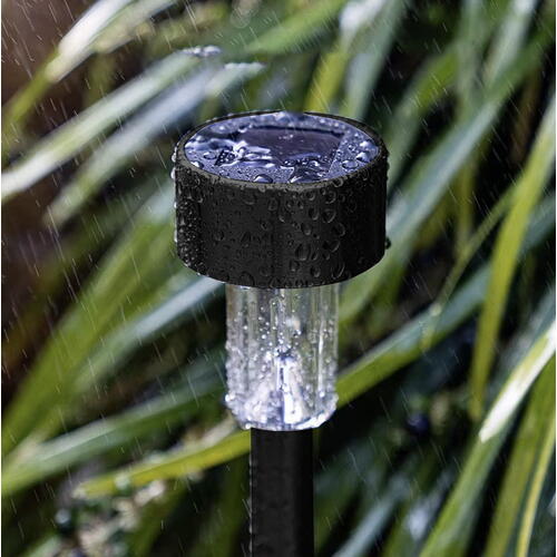 Set 10 lampi solare de gradina, iluminare LED, IP44 pentru alei, terase, spatii exterioare, lumina calda, 37 x 5.5 cm, Negru/ Alb