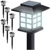 Set 6 lampi solare de exterior pentru gradina, Oprire/Stingere Automata, Cu tarus, Tip felinar, Decorative, Senzor de lumina, Rezistente la apa, Lumina rece