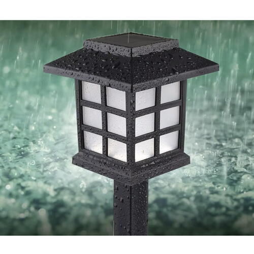 Set 6 lampi solare de exterior pentru gradina, Oprire/Stingere Automata, Cu tarus, Tip felinar, Decorative, Senzor de lumina, Rezistente la apa, Lumina rece