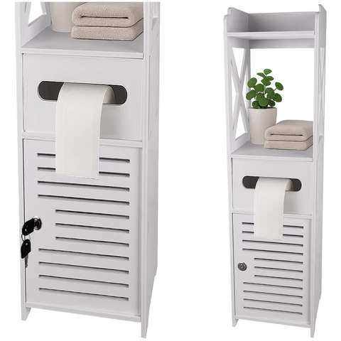 Dulap baie ingust, Suport hartie igienica, Raft Depozitare, 80 x 20 x 21 cm