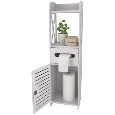 Dulap baie ingust, Suport hartie igienica, Raft Depozitare, 80 x 20 x 21 cm