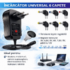 Incarcator universal 30W, 6 capete interschimbabile, 150cm cablu, 3V-12V, USB