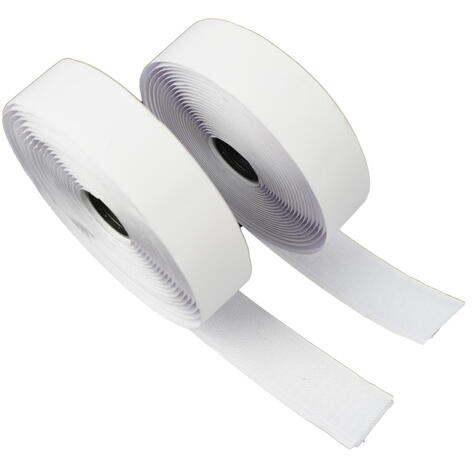 Banda velcro adeziva, Banda cu scai si adeziv, Reutilizabila, Latime 2.5 cm, Lungime 5 m, Alb