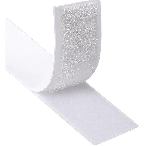 Banda velcro adeziva, Banda cu scai si adeziv, Reutilizabila, Latime 2.5 cm, Lungime 5 m, Alb