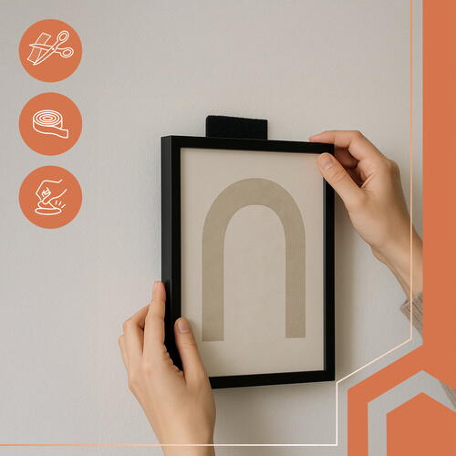 Banda velcro adeziva, Banda cu scai si adeziv, Reutilizabila, Latime 2.5 cm, Lungime 5 m