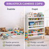 Biblioteca / etajera organizare carti si jucarii, 3 rafturi, Greutate maxima suportata 60 kg, MDF, 95 x 15 x 50 cm, Alb