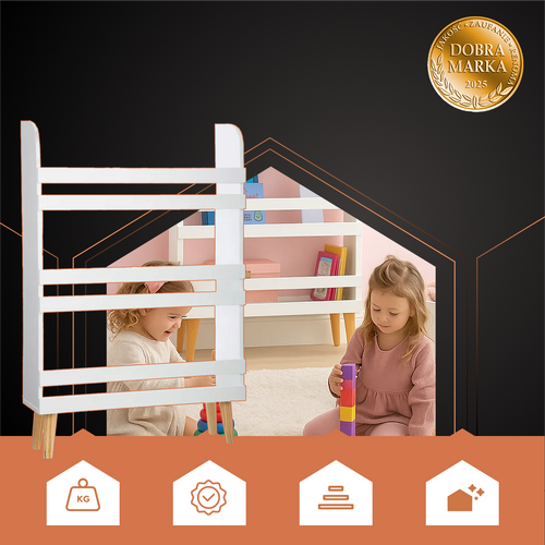 Biblioteca / etajera organizare carti si jucarii, 3 rafturi, Greutate maxima suportata 60 kg, MDF, 95 x 15 x 50 cm, Alb