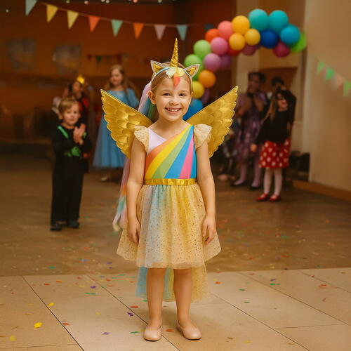 Costum De Halloween Pentru Copii, Unicorn, Marime 122-128, 4-6 Ani, Tinuta Completa, Material Moale, Aspect Atractiv, Universal