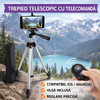 Trepied pentru Smartphone telescopic, Cu Telecomanda, Compatibil Android si IOS nivela si husa inclusa