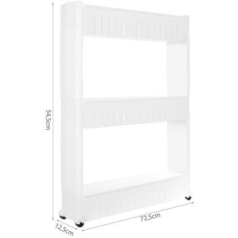 Raft de bucatarie sau baie, Mobil pe roti, Usor de asamblat si mutat, Universal, 3 nivele, Alb