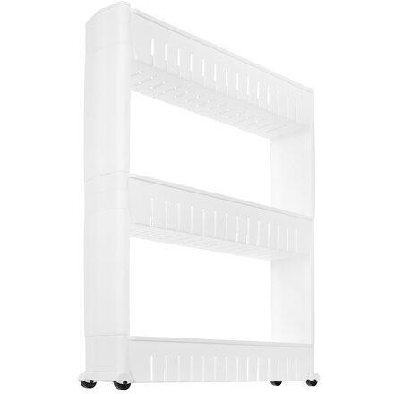 Raft de bucatarie sau baie, Mobil pe roti, Usor de asamblat si mutat, Universal, 3 nivele, Alb