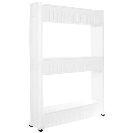 Raft de bucatarie sau baie, Mobil pe roti, Usor de asamblat si mutat, Universal, 3 nivele, Alb