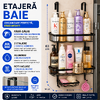 Etajera pentru Baie - Din Aluminiu, Montare prin Suspendare, 3 Compartimente, Negru