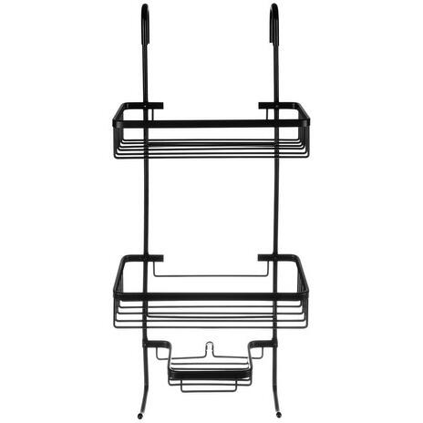 Etajera pentru Baie - Din Aluminiu, Montare prin Suspendare, 3 Compartimente, Negru
