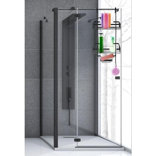 Etajera pentru Baie - Din Aluminiu, Montare prin Suspendare, 3 Compartimente, Negru