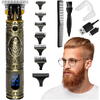 Masina de Tuns Barba Si Contur, 4 in 1, Afisaj Electronic - Incarcare USB, Autonomie 90 Min, Lama Otel, Auriu