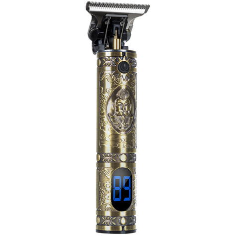 Masina de Tuns Barba Si Contur, 4 in 1, Afisaj Electronic - Incarcare USB, Autonomie 90 Min, Lama Otel, Auriu