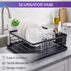 Scurgator de Vase cu Suport Tacamuri si Pahare, Tavita Scurgere, Inox, Negru, 44 x 31.5 x 14.5 cm