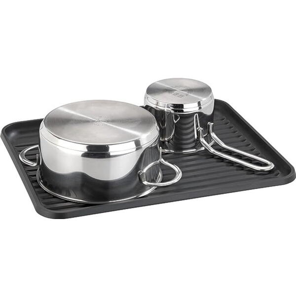 Scurgator de Vase cu Suport Tacamuri si Pahare, Tavita Scurgere, Inox, Negru, 44 x 31.5 x 14.5 cm