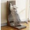 Zgarietor pentru pisici, Ansamblu de joaca pentru pisici orizontal si vertical tip carton de zgariat cu jucarie interactiva incorporata, model in forma de L, fabricat din materiale durabile si non-toxice, Maro