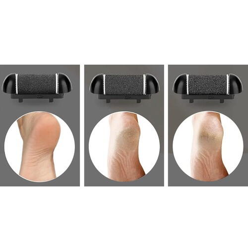 Set pentru ingrijirea picioarelor, Include 3 capete de slefuire, Acumulator 1200 mAh, Display digital Led, Incarcare USB, Viteza reglabila, Pentru pielea moarta, Calcaiul crapat sau mana aspra, Negru